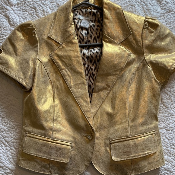 Gold leather jacket mint condition - Picture 2 of 6